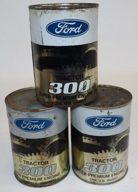 Group of 3 Ford Tractor 300 Metal 1 Quart Oil Cans (1 of 2)