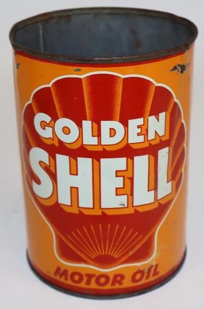Golden Shell Metal 1 Quart Oil Can (1 of 4)