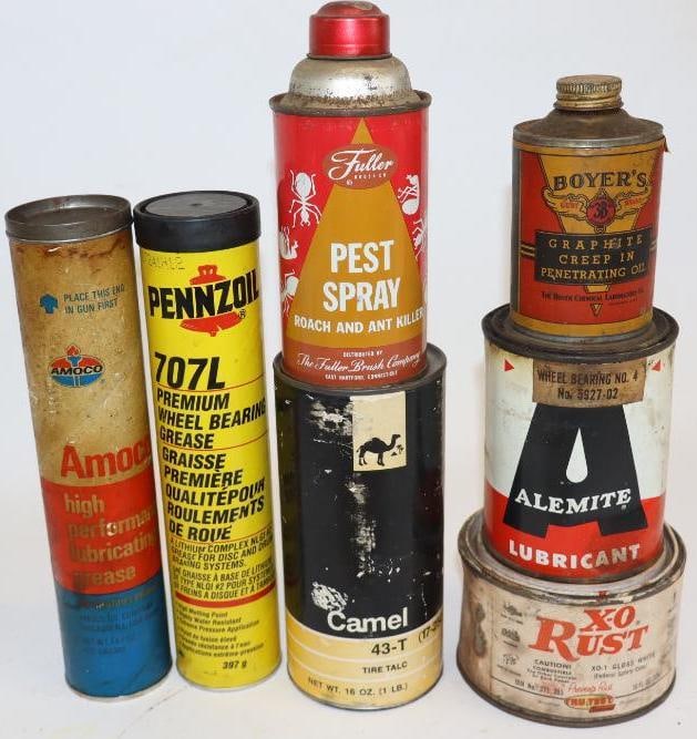 Group of 7 Alemite, Amoco, Pennzoil, and Other Car Related Greases and Products (1 of 5)