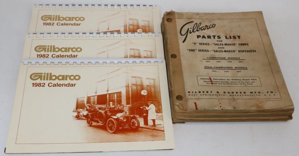 Group of 4 Gilbarco Parts List Catalog for Models 1002-1007 and Calendars: 8.5" x 10.5"