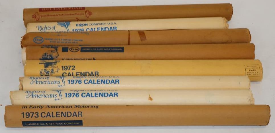 Group of 8 NOS 1970's Esso and Exxon Gas Station Calendars (1 of 4)