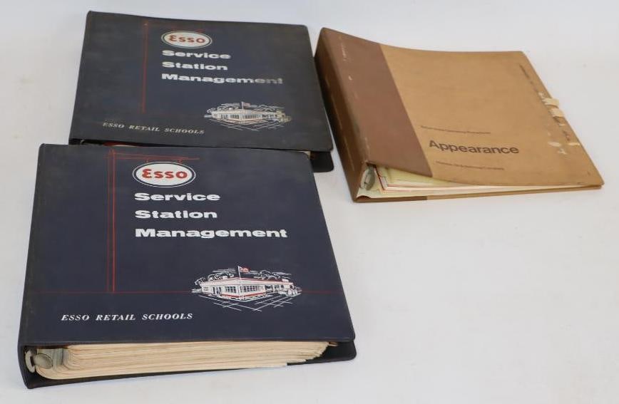 Group of 3 Esso Gas Station Management and Appearance Binders: Largest is 11.5" x 10.5"