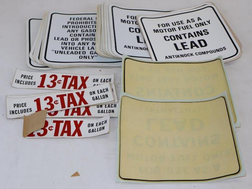 Large Group of Contains Lead and Price Includes Tax Gas Pump Decals (1 of 7)