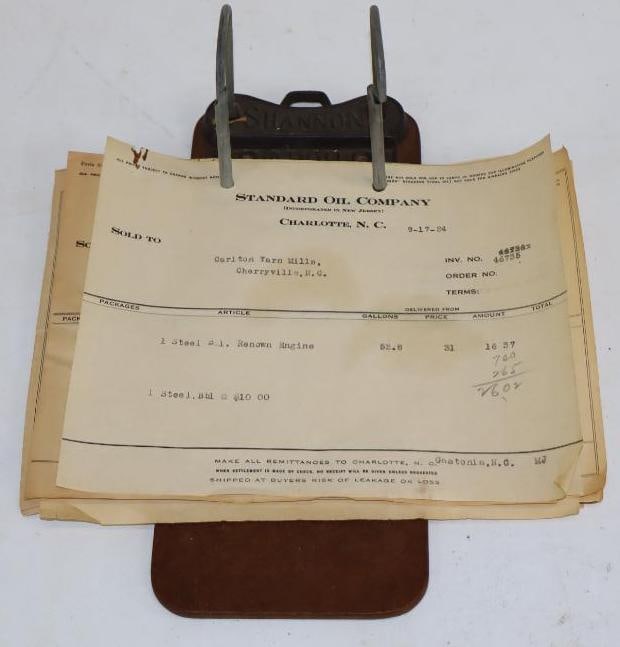 Shannon Arch Receipt Board with 10 1920's Standard Oil Receipts: 9.5" x 7.5" x 4"