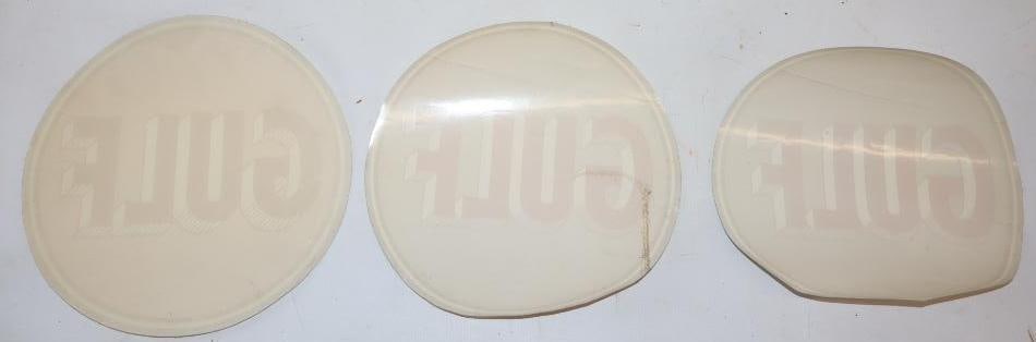 Group of 3 Gulf (shaded letters) Gas Pump Water Transfer Decals: 9" x 9" each