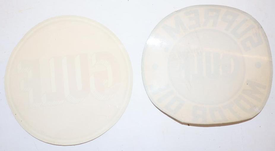 Group of 2 Gulf and Gulf Supreme Gas Pump Water Transfer Decals: 9" x 9" each