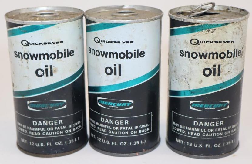 Group of 3 Mercury Quicksilver Snowmobile 12oz Oil Cans (1 of 3)