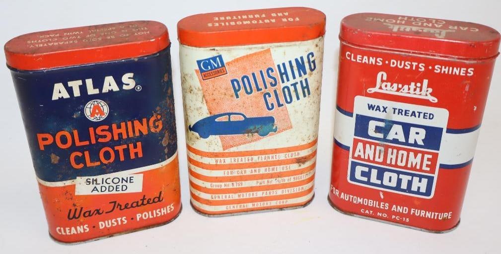 Group of 3 GM, Atlas, and Las-Stik Automotive Polishing Cloth Tins (1 of 5)