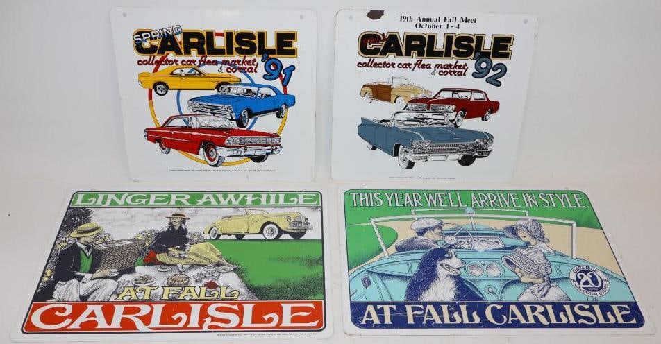 Group of 4 Carlisle Swap Meet Commemorative Signs: largest 12" x 18"