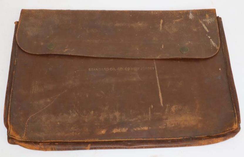 Standard Oil of NJ Leather Document Satchel: 11" x 15"