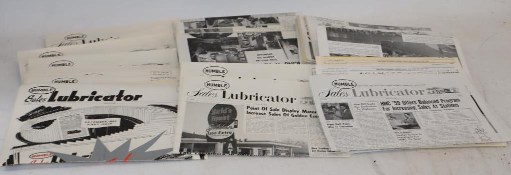 Large Group of Humble Sales Lubricator 1950's News Bulletins: 12" x 9" each