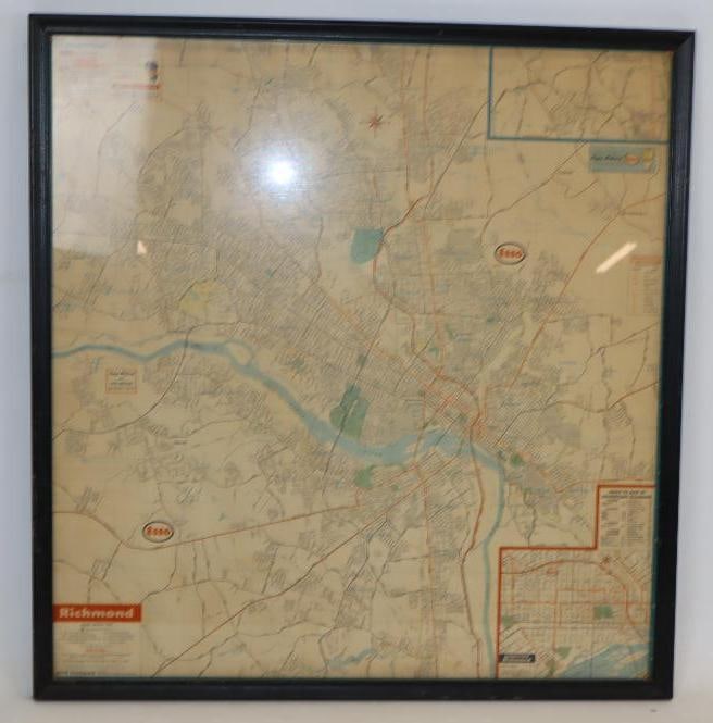 Framed Esso Gas Station Road Map Of Richmond VA (1 of 4)
