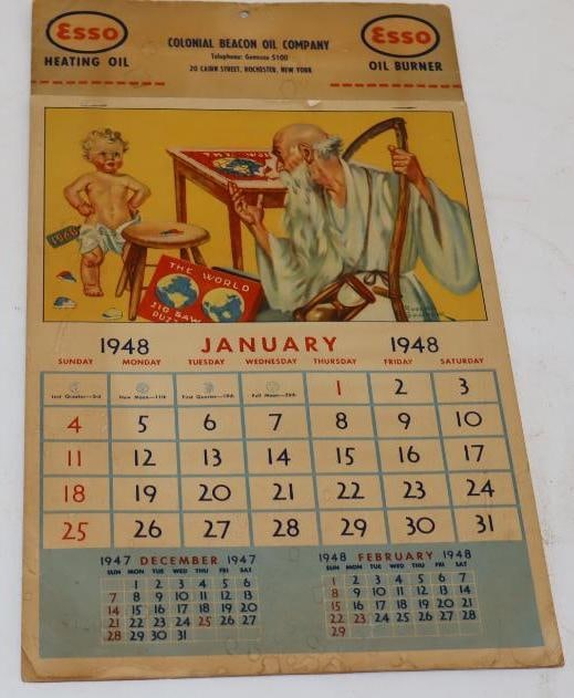 1948 Esso Heating Oil/Colonial Beacon Advertising Calendar: 8.5x14.5