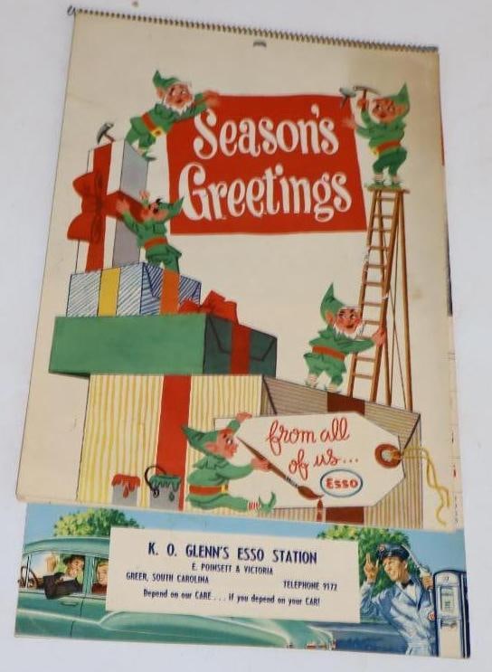 1954 Esso Gas Station Advertising Calendar: 8.5x14.75