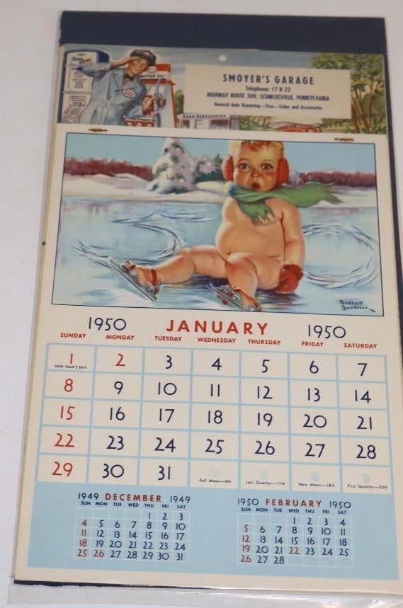 1950 Esso Services Station Gas Station Calendar: 8.75x14.75