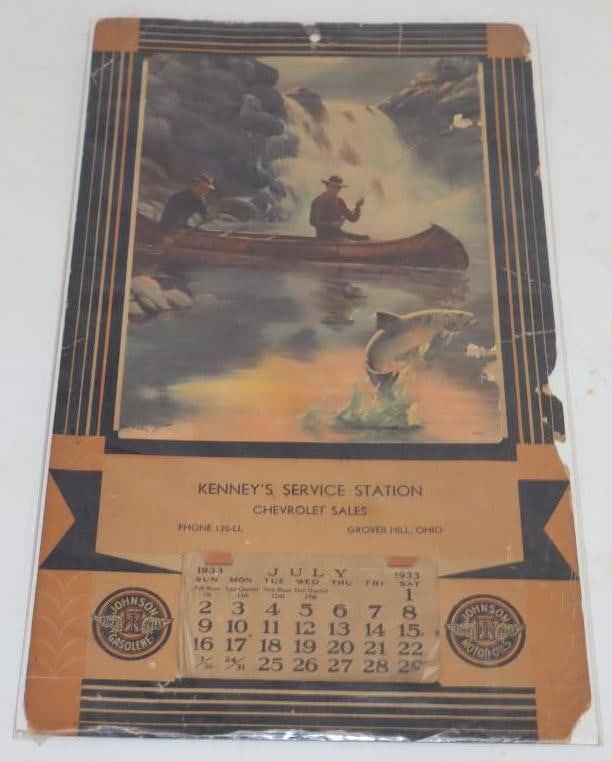 1933 Johnson Gasoline Advertising Calendar: 10x17