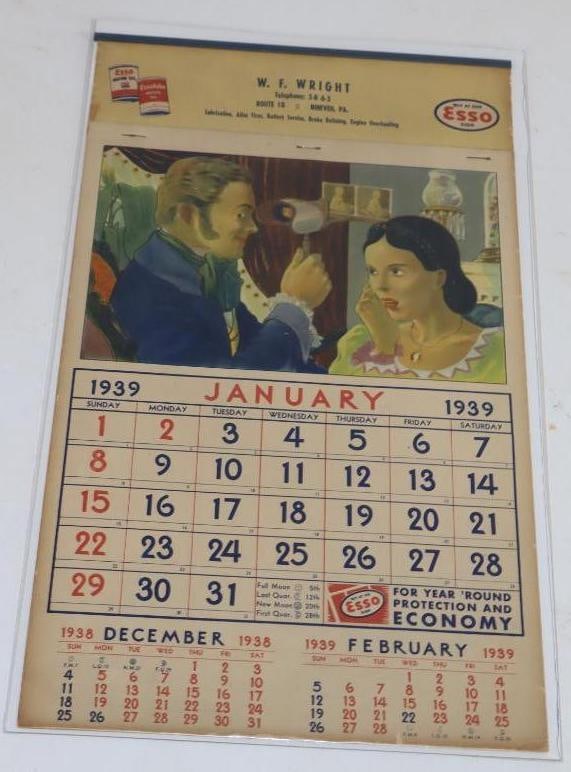1939 Esso Service Station Advertising Calendar (1 of 4)