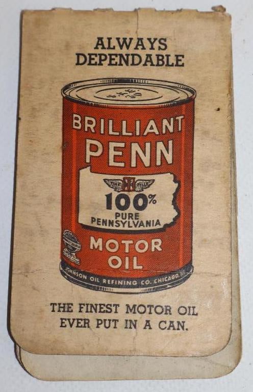 Johnson Oil Refining 1943 Brilliant Penn Advertising Note Pad (1 of 3)