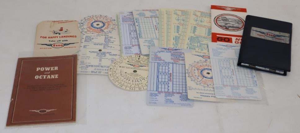Large Group of Esso and Enco Aviation Slide Rulers and Other Stationary Booklets: 8.25x8