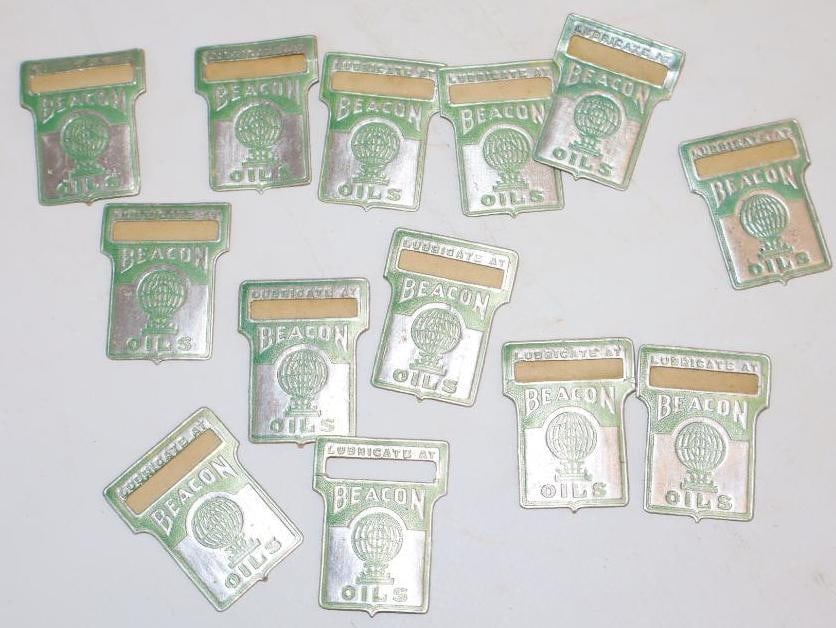 Group of 12 Beacon Oils Lubrication Reminders: 1x1.25 Each