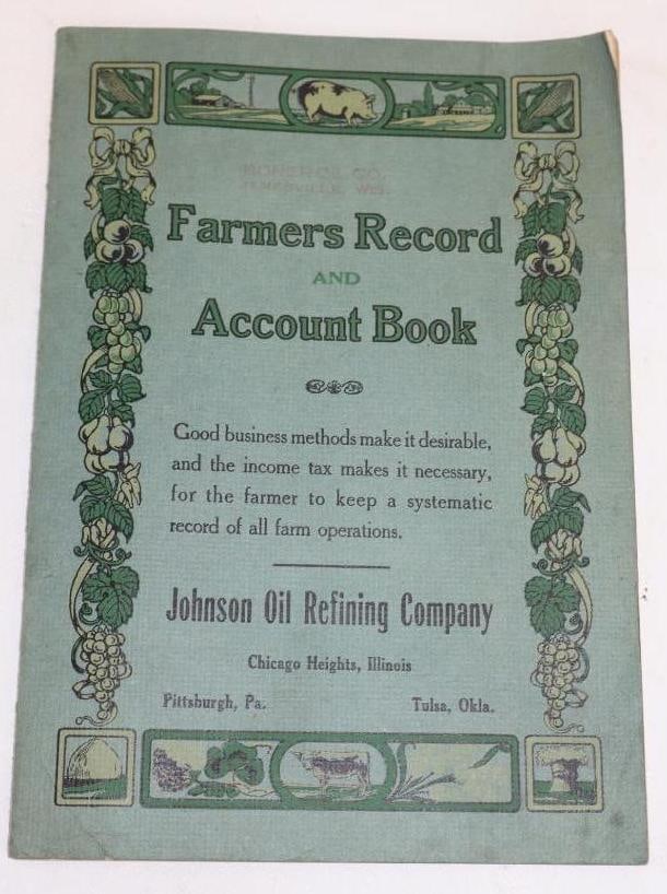 Johnson Oil Refining 1915 Farmers Record and Account Books: 10x7