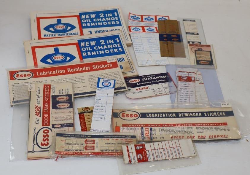 Large Group of Esso and Enco Oil Change Reminder Tags: 8.75x6 Is The Largest