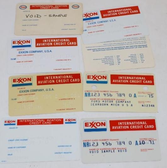 Group of 8 Plastic and Paper Esso International Aviation Credit Cards: 2.25x3.5 Each
