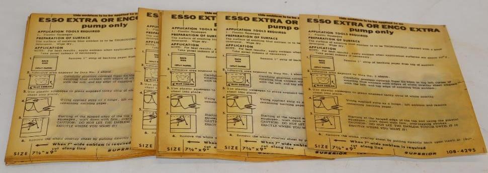 Group of 15 Esso Extra and Enco Extra Tiger Gas Pump Decals: 7.5x9