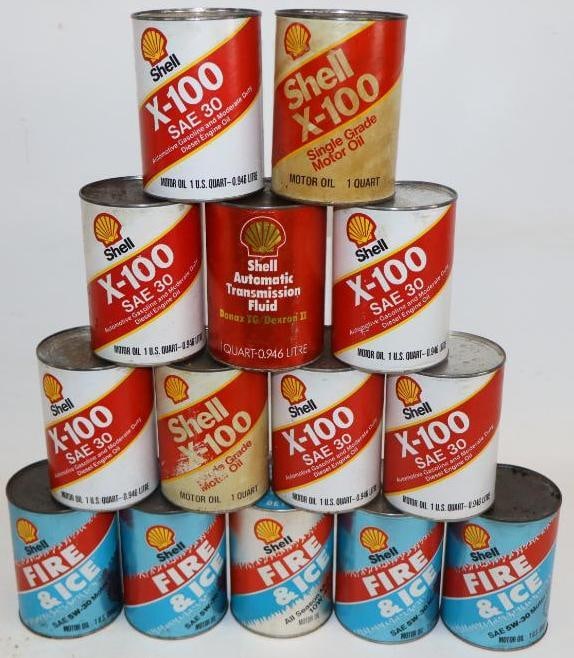 Group of 14 Shell Composite 1 Quart Oil Cans (1 of 2)