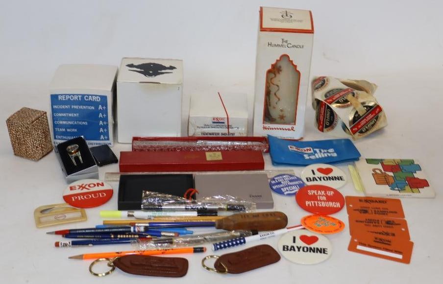 Large Group of Esso and Exxon Gas Station Products and Give Aways: Largest is 4x4x4.25