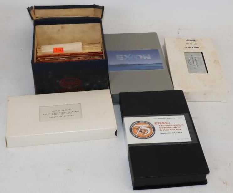 Group of 5 Exxon and Esso VHS Tapes and Direct Mail Fill Box: Largest is 6x5.5x4