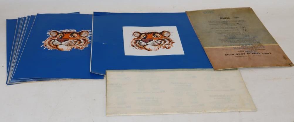 Group of 12 Esso Plus and Tiger Gas Pump Decals: Largest is 14x14