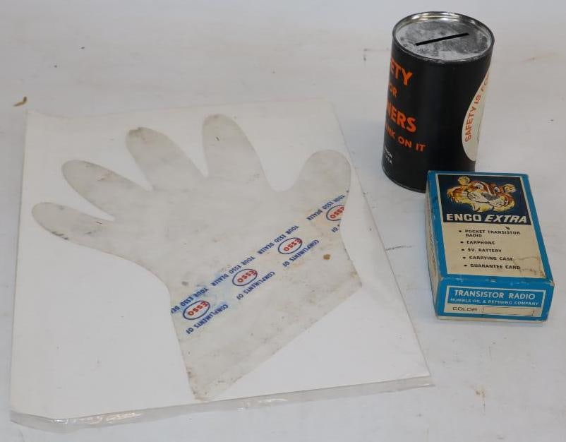 Group of 3 Esso and Exxon Advertising Glove Bank And Transistor Radio: Largest is 10.5x12