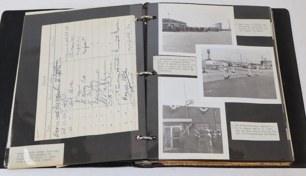 Binder Full of 1955 New Port News Esso Shipping Terminal Pictures Newspaper adds and Ribbon From: Binder Measures 11.5x10