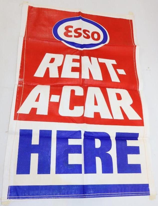 Esso Rent-A-Car Here Advertising Banner Sign: 21x33