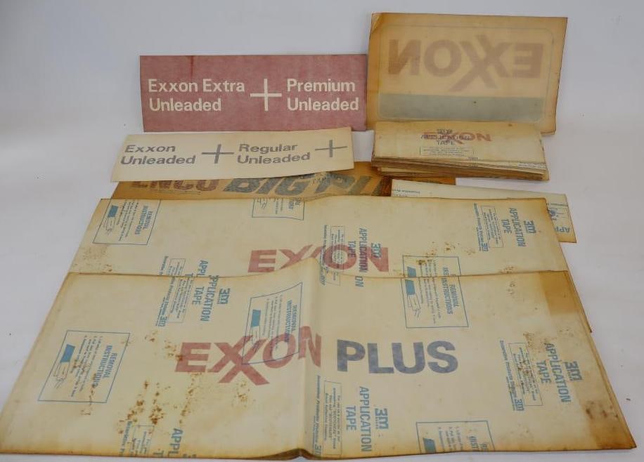 Large Group of Exxon, Extra And Plus Gas Pump Decals: Largest is 17x23