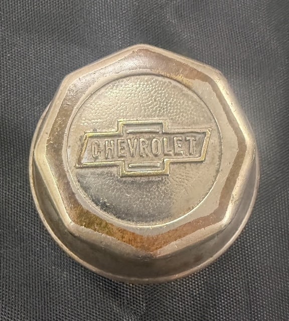 Chevrolet Threaded Hub Grease Cap: Chevrolet Threaded Hub Grease Cap. This cap measures approximately 2.5" in diameter and 1.75" high.