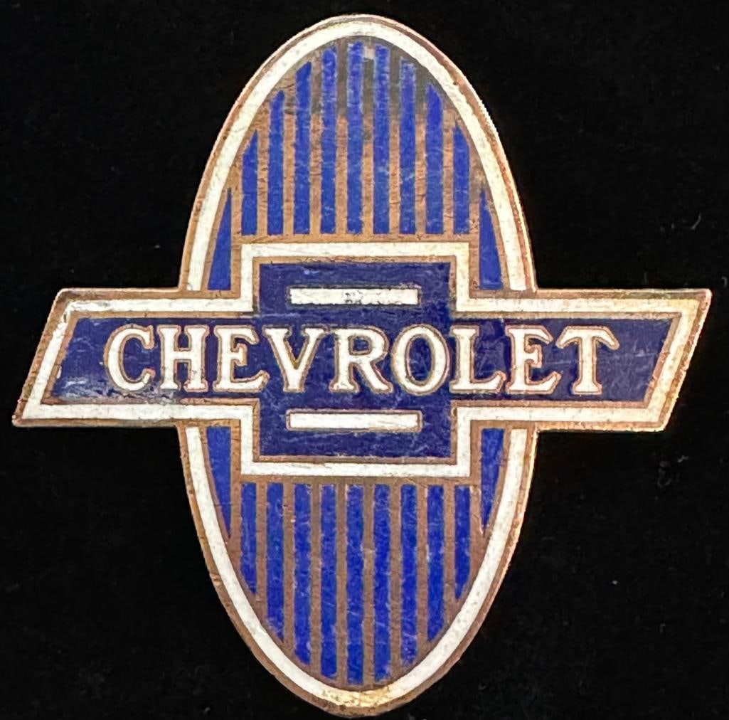 1929 - 1932 Chevrolet Radiator Emblem: 1929 - 1932 Chevrolet Radiator Emblem. The emblem measures 3" high by 3" wide.