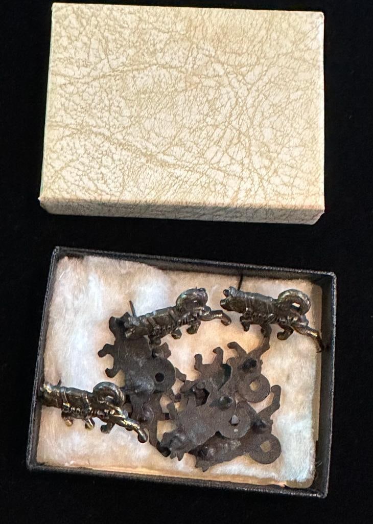 Brockway Pins: Brockway Pins. Quantity 8. Each pin measures approximately 1.25" wide by .75" high.