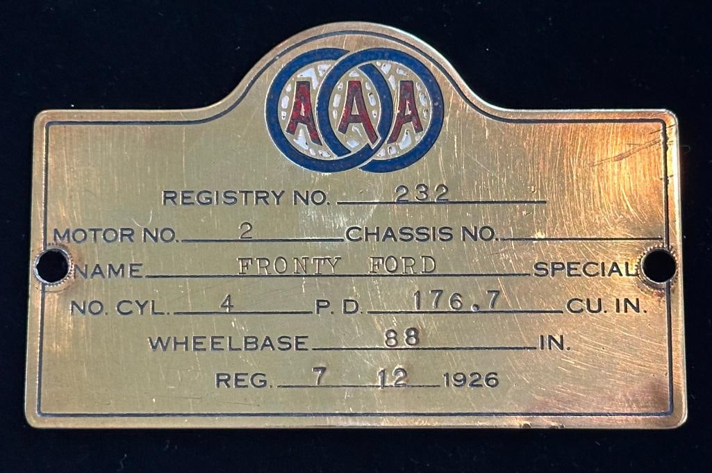 Fronty Ford Special AAA Serial Data Plate (1 of 2)