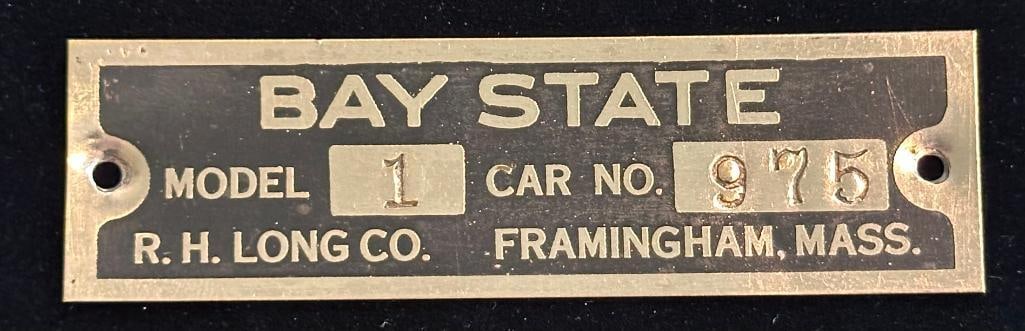 1921 - 1925 Bay State Serial Data Plate (1 of 2)