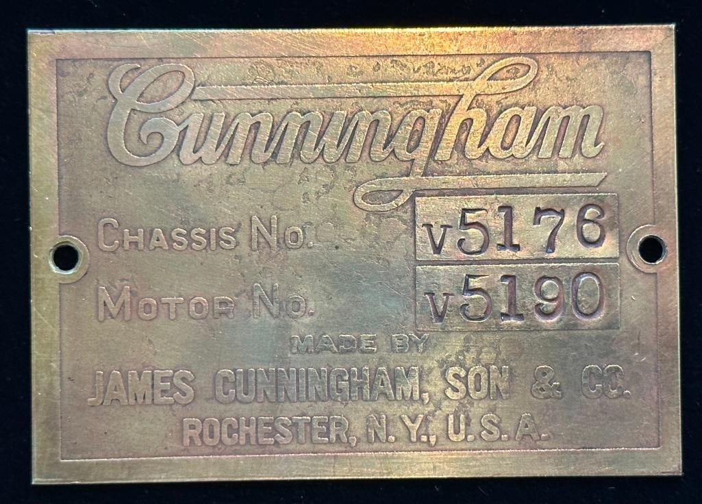 c1917 - 1929 Cunningham Serial Data Plate (1 of 2)