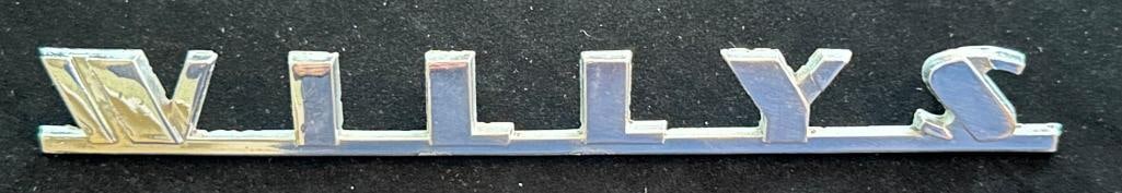 1940 Willys Hood Script: 1940 Willys Hood Script. This emblem measures approximately 6" wide by .6" high