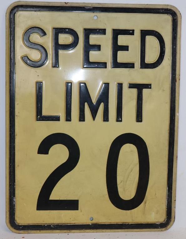Embossed Stamped Steel 20 MPH Speed Limit Road Sign (1 of 4)