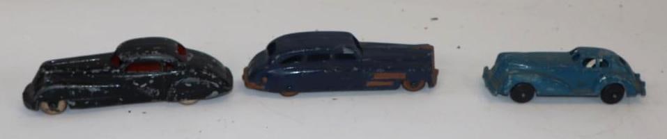 Group of 3 Tootsie Toy and Manoil Stamped Steel Toy Cars: 5.25" x 1.25" x 1.5" is the largest