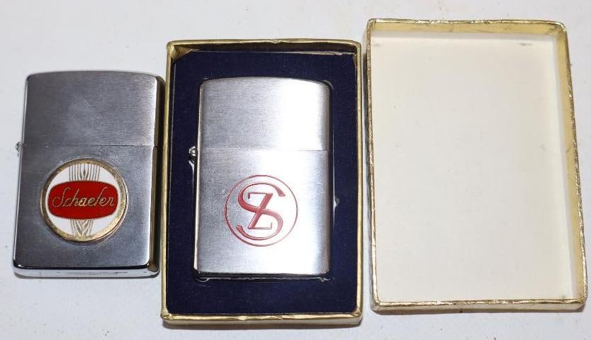 Group of 2 Schaefer and SZ Advertising Zippo and Zippo Style Lighters (1 of 4)