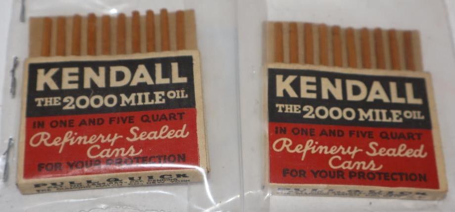 Group of 2 Kendall the 2000 Mile Pull Quick Matchbooks: 2" x 2" each