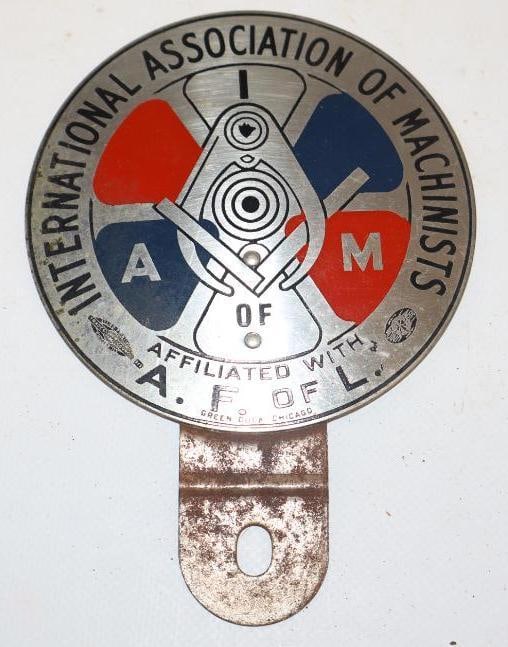 International Association of Machinists Advertising License Plate Topper: 4" x 5.5"