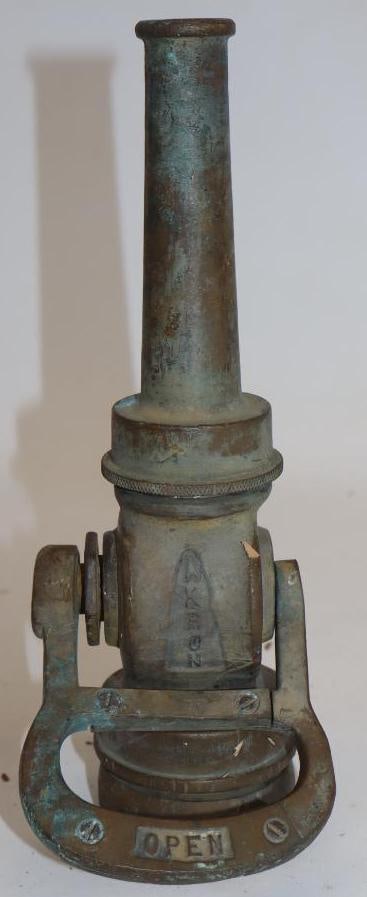 Akron Brass Firehose Nozzle: 3.5" x 4" x 10", 2" thread diameter