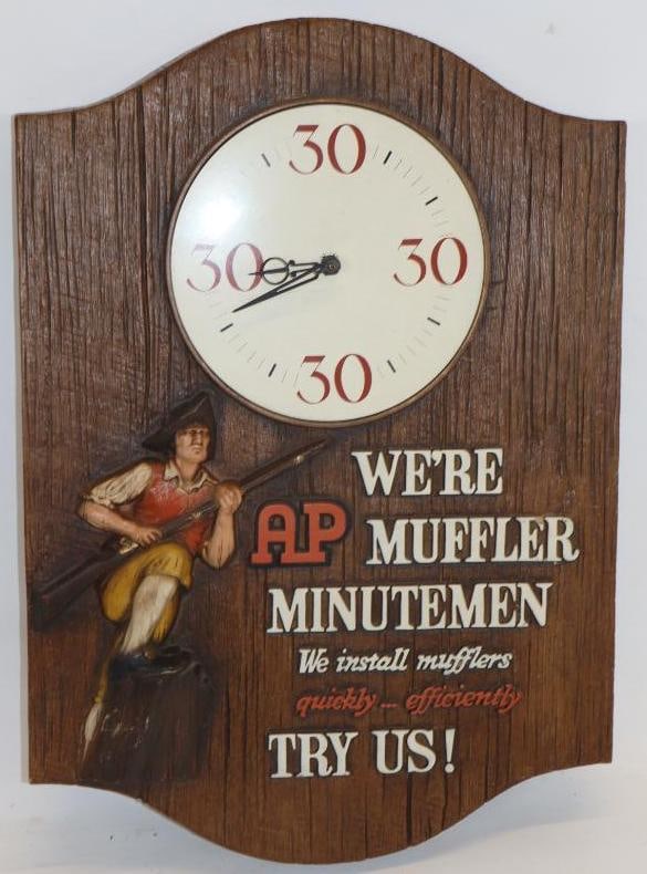 AP Muffler Minuteman Advertising Display Clock (1 of 4)